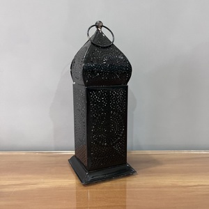 Artisan Design <b>Black</b> Finish Etched Iron Home Decorative <b>Lantern</b> From Uttar Pradesh - Product Image 3