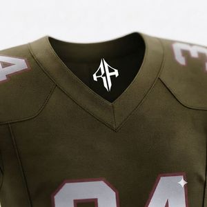 Nuevo uniforme de fútbol americano de primera calidad con estampado por sublimación, cuello en V, manga corta, 100% poliéster para hombre - Product Image 6
