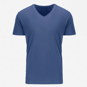 T-shirts pour hommes de qualité supérieure à manches courtes et col en V, en polyester, coton peigné et rayonne, 32 fils simples, T-shirt pour hommes à col en V - Product Image 3