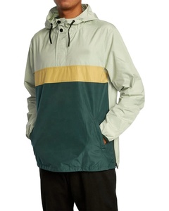 Chaqueta Anorak Plegable con Capucha, Cremalleras Laterales, Diseño Retro con Bloques de Color, Chaqueta Cortavientos Impermeable de Poliéster para Correr - Product Image 3