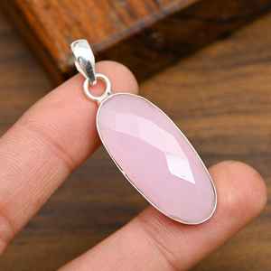 Colgante de Calcedonia Rosa Hecho a Mano en Plata de Ley 925, Hermosa Joyería Espiritual, Regalo para Abuela - Product Image 6