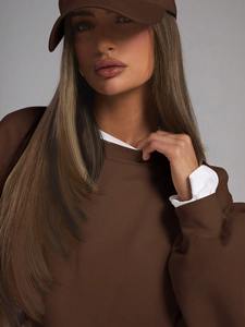 Custom Women's Oversized Sweatshirt and <b>Wide</b> <b>Leg</b> <b>Pants</b> Tracksuit Premium Fleece Casual <b>Lounge</b> Set OEM ODM Private Label - Product Image 5