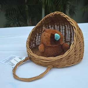 Eco-friendly Round Brown Rattan <b>Basket</b> Multi-purpose <b>for</b> <b>Flowers</b> Kitchen Storage and Stationery - Product Image 5