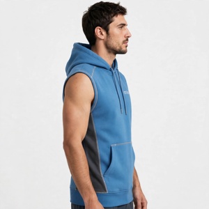Men's Custom Color <b>Sleeveless</b> Hooded Sweatshirt Fleece Pocket Regular Fit Casual Autumn <b>Hoodie</b> - Product Image 3