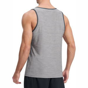 Camiseta sin mangas para hombre, estilo fitness, con logo personalizado, lavado ácido, corte y costura, transpirable, de punto, estilo urbano, 120g, lisa - Product Image 4