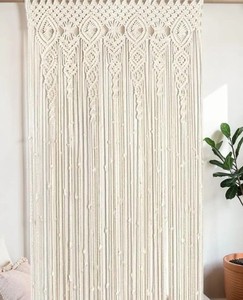 Macrame Curtain Tie Backs & Wall Hanging Boho Curtains Decor Beige Woven Doorway Minimalist Scandinavian Wall Art New Home Gift - Product Image 3