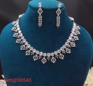 High Quality New Design Trendy Elegant Brass Mix Metals Necklace Earrings <b>Set</b> for Women Hinduism Birthdays Weddings - Product Image 1