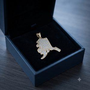 เครื่องประดับแฟชั่นสุดหรู ทองคำแท้ 14K สร้อยคอแผนที่รัฐอะลาสก้าแบบกำหนดเอง ชุบโรเดียม ประดับเพชรโมอิสซาไนต์ - Product Image 5