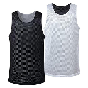 Maillot de basket réversible unisexe noir et blanc, débardeur sans manches en maille respirante, vêtements de sport pour adultes en polyester - Product Image 1