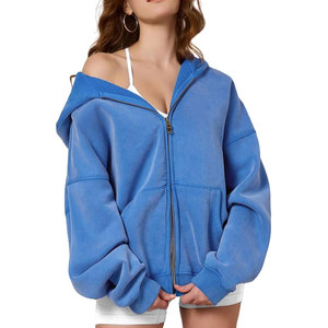 Women’s Oversized Zip Up Hoodie Acid Wash Heavyweight <b>Sweatshirt</b> <b>Vintage</b> Casual Hooded Jacket Fall Winter Fashion - Product Image 1