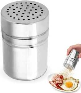 Skies Trader Commercial Stainless Steel Powder Shaker Fine Hole Spice Dredger Cocoa Sugar Flour Dispenser with Cover - Product Image 1