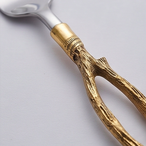Ensemble de couverts en acier inoxydable doré antique, design branche ouverte, élégant, parfait pour les dîners, les fêtes et les restaurants - Product Image 2