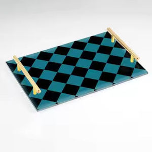Matt <b>Black</b> Finished Round Home Hotel Food And Drinks <b>Serving</b> use metal <b>Tray</b> With handle - Product Image 4