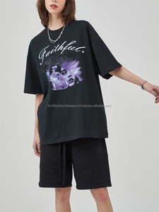 Men's Oversized <b>Black</b> <b>T</b>-<b>Shirt</b> With Photo Print Street Style Short Sleeve O-Neck Cotton Jersey Breathable - Product Image 5