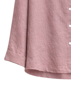 Ensemble deux pièces décontracté pour femme : chemise rose poudré et pantalon large beige en coton et lin avec poches brodées – Idéal pour l'été - Product Image 5