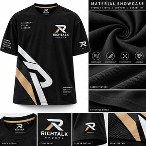 T-shirt sportif à manches courtes pour homme, imprimé photo, séchage rapide, coupe oversize, col rond, noir, argent, or, design vintage personnalisable sur le devant - Product Image 6