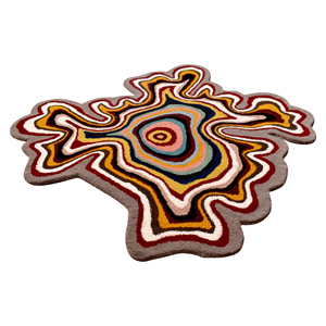 Tapis moderne en laine tuftée à la main à poils ras, motif abstrait, forme fluide inspirée de l'octopus, contour topographique multicolore sculpté pour la maison - Product Image 4