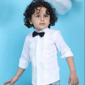 Elegante Camisa Formal Blanca con Botones para Niños con Corbata de Moño Negra, Conjunto Clásico de Camisa para Niños para Fiestas y Bodas - Product Image 2