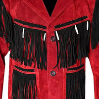 Veste en cuir suédé enduit pour homme, style western avec franges, vintage, style Rodeo, Hip Hop, pour festival d'hiver, personnalisable sur le devant, style urbain