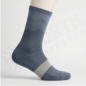 Crew Socks Geometric Pattern Blue Gray Breathable Cotton Polyester Spandex Adult Casual Daily Wear Spring - Product Image 3