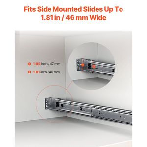 10 Pares de Rieles para Cajones de Alta Resistencia con Rodamientos de Bolas de 100 LBS, Soporte Lateral para Cajones de Gabinete, 100% Nuevo y Auténtico - Product Image 6