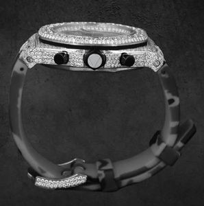 Shreeji Jewels White Gold Moissanite Diamond Watch <b>Red</b> Diamond Bezel Luxury Iced Stainless Steel <b>Bracelet</b> Alarm High Quality - Product Image 3