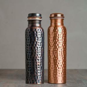 Custom Printed Copper Water Bottle Collection Paisley Peacock Hammered Matte Finish Designer Drinkware OEM Wholesale Gift - Product Image 5