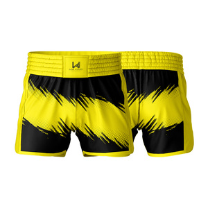 กางเกงมวยไทย MMA 4 Games สีเหลืองดำ พิมพ์ลายแบบ Sublimation แห้งเร็ว สำหรับผู้ใหญ่ ยูนิเซ็กซ์  สำหรับกีฬาผสมหลายประเภท ทรงปกติ - Product Image 1