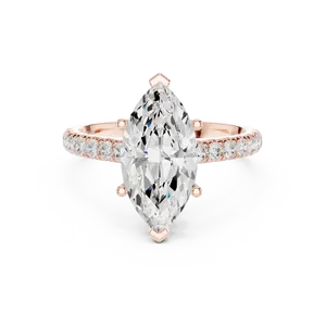 Bague de mariage unisexe en or massif 18 carats avec halo caché de diamants de laboratoire ronds de 2,50 carats, thème marquise, certifiée IGI - Product Image 3