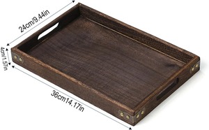 Bandeja de Servir Rectangular de Madera Maciza Moderna Metaledge |   Bandeja Ecológica para Postres y Aperitivos |   Cocina para Fiestas - Product Image 3