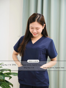 Ensemble de blouses médicales unisexes à col en V, extensibles dans quatre directions, uniforme d'infirmière, vêtements de travail pour clinique et hôpital, logo personnalisé - Product Image 6
