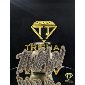 <b>Custom</b> "TWAN" <b>Name</b> Pendant VVS Moissanite Diamond Fully Iced Out 925 Sterling Silver Hip Hop <b>Necklace</b> By Trisha Jewels - Product Image 6