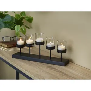 เชิงเทียนเหล็กกรอบกลางศตวรรษที่วางเทียนเหล็กสีทองแบบพรีเมี่ยมสำหรับวางบนโต๊ะลวดลายกลางจากอินเดีย - Product Image 3