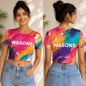 T-shirt court coloré pour femme, sublimation personnalisée, coupe ajustée sportive, écologique, respirant, vêtements en gros OEM - Product Image 5