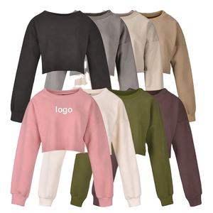Sweat-shirt court avec Logo personnalisé en Polyester pour femmes, 2021, haut de couleur, Polyester, éponge française, pull, meilleures ventes, printemps - Product Image 1