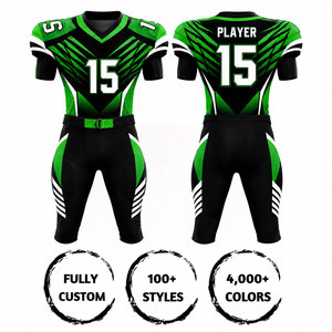Ensemble Maillot et Pantalon de Football Américain Personnalisé par Sublimation pour Homme – Col en V, Vert, Noir, Blanc, Anti-humidité, Coupe Ajustée, Manches Courtes - Product Image 3