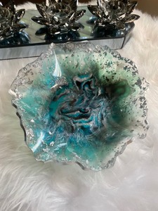 Eco Friendly Resin Bowl with Brilliant Crushed <b>Crystal</b> Rim Handmade & Heat Resistant Dishwasher Safe - Product Image 5