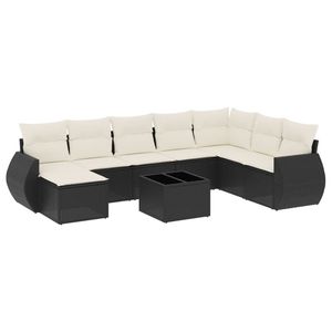 Conjunto de Sofás de Jardín en Blanco Crema y Negro - Product Image 2