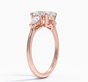 Bague de fiançailles Victoria avec diamant taille ovale et bande de diamants taille poire pour femme, diamants de laboratoire - Product Image 5