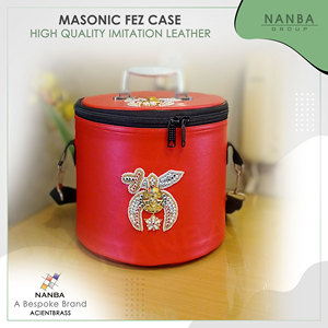 NANBA GROUP Masonic Shriner Fez Hat/Cap <b>Case</b> Imitation Leather Zipper Soft Handle Hand Embroidery Rhinestones Eco-Friendly Large - Product Image 6