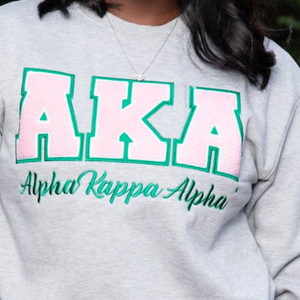 Sudadera Personalizada Gris Jaspeado para Mujer con Bordado de Alpha Kappa Alpha, Cuello Redondo, Manga Larga, Estilo Casual - Product Image 3