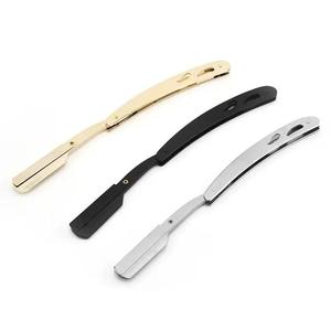 Folding Straight Razor Stainless Steel Single Blade <b>Shaver</b> for <b>Face</b> Hair Detailing Gold Black Silver Colors - Product Image 1