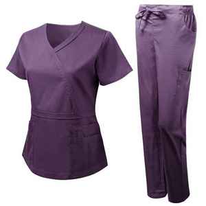 Wholesale Custom Spandex/Polyester Medical <b>Scrub</b> <b>Sets</b> for Women Short Sleeve Uniforms with Suit Needle Detection Seamless Fusing - Product Image 5