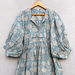 Beautiful floral Cotton Block Printed dress Dress For Casual wear Hand Block Printed Dress - Product Image 2