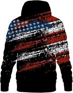Sudadera con Capucha para Hombre, a la Moda, con Estampado de la Bandera Americana, Sublimada, Corte Regular, Informal, de Punto, de Poliéster, para Otoño - Product Image 5