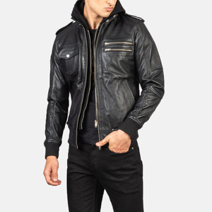 First Class Quality Winter <b>Warm</b> Leather Jacket Oversized Fit Is Complimented by Articulated Sleeves Dropped jacket for men - Product Image 3