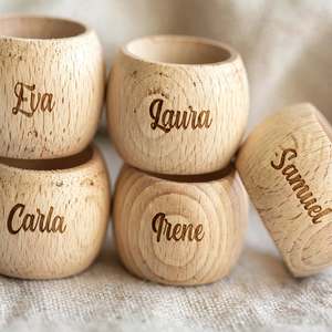 <b>Personalized</b> Modern Eco-Friendly Wooden <b>Napkin</b> Rings with Engraved Name Customizable Width Round Table Decor for <b>Wedding</b> Dining - Product Image 5
