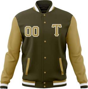 Men's Canvas Varsity <b>Jacket</b> Embroidered Letter <b>Patch</b> Casual Winter Outerwear Stand Collar Regular Fit - Product Image 2