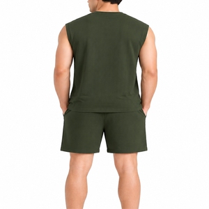 Ensemble deux pièces pour hommes, débardeur sans manches et short, vêtements de sport d'été, doux, respirant, léger, confortable, pour la salle de sport et la détente - Product Image 2