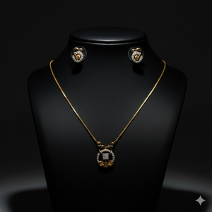 ชุดสร้อยคอและต่างหูทองคำแท้ 22K ตรา BIS - เครื่องประดับรูปหัวใจลายดอกไม้ทำมือ - Product Image 2